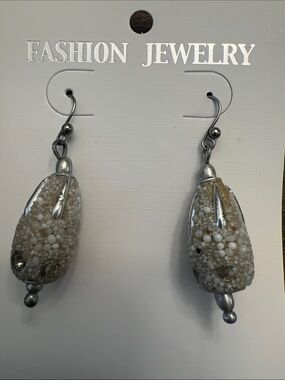 Fashion Jewelry Cream and White Bead Drop Earrings